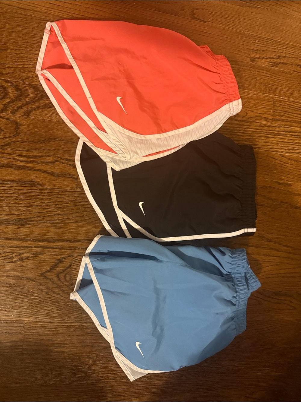 Nike Kids 3-Pack Athletic Shorts - Coral, Black, Light Blue